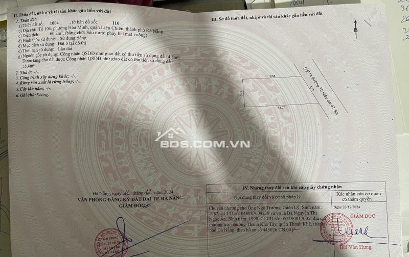 Bán đất kiệt Ô tô K60 Tô Hiệu -cách đường chính 30m